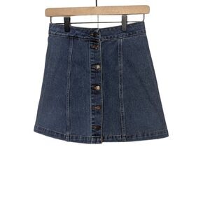 Retro Y2K Denim Mini Skirt Button Front Festival Moto 90s Throwback Casual